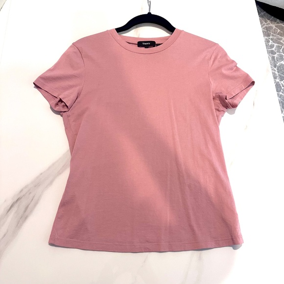 NWOT Theory Tiny Tee Apex 2 Muted Pink Pima Cotton Shirt - Picture 1 of 5